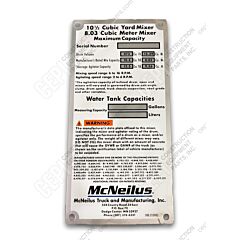 McNeilus Plate - Serial Number 10.5 Yard