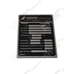 Schwing Data Plate - Serial Number